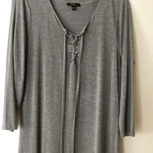 Gray tunic with lace up detail